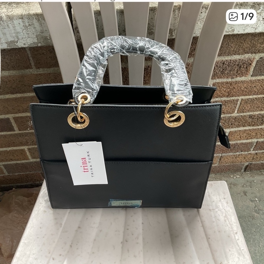 Trina Turk Black and Gold SATCHEL Bag
